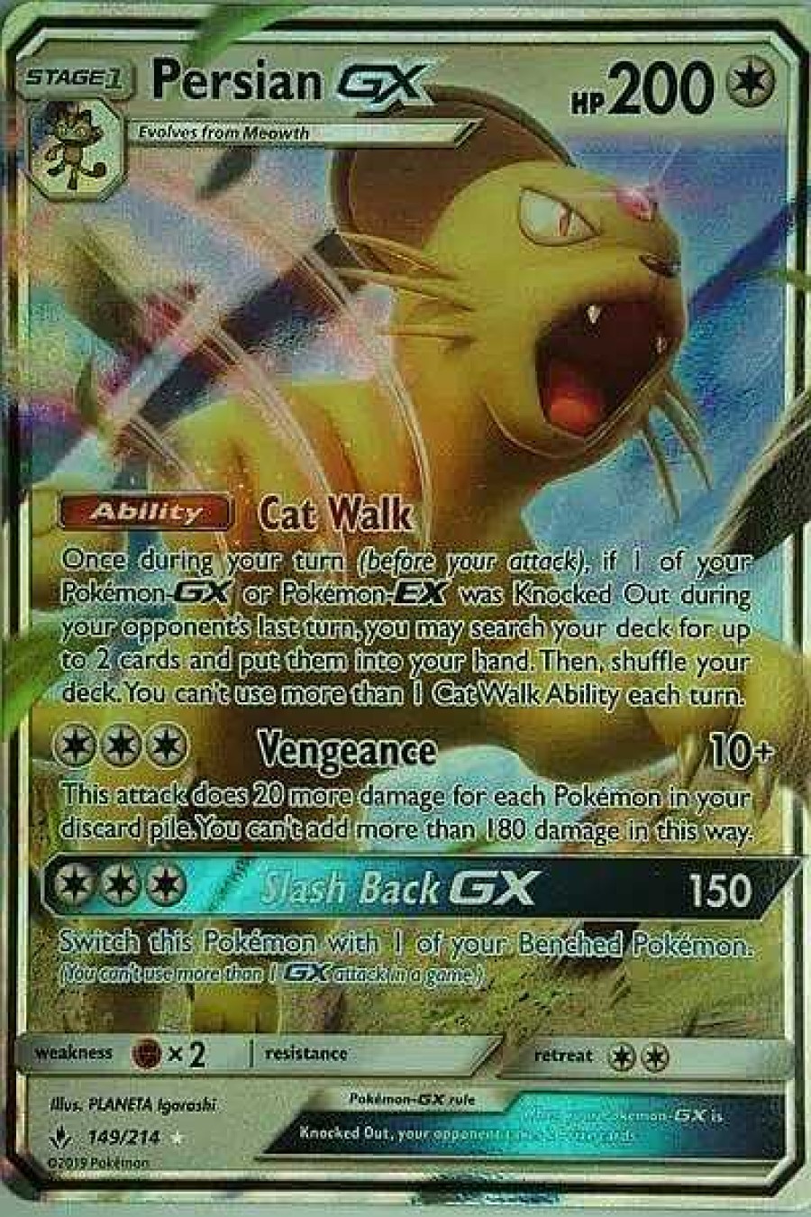 POCKET MONSTER Pokemon Kort | Persian Gx 149/214