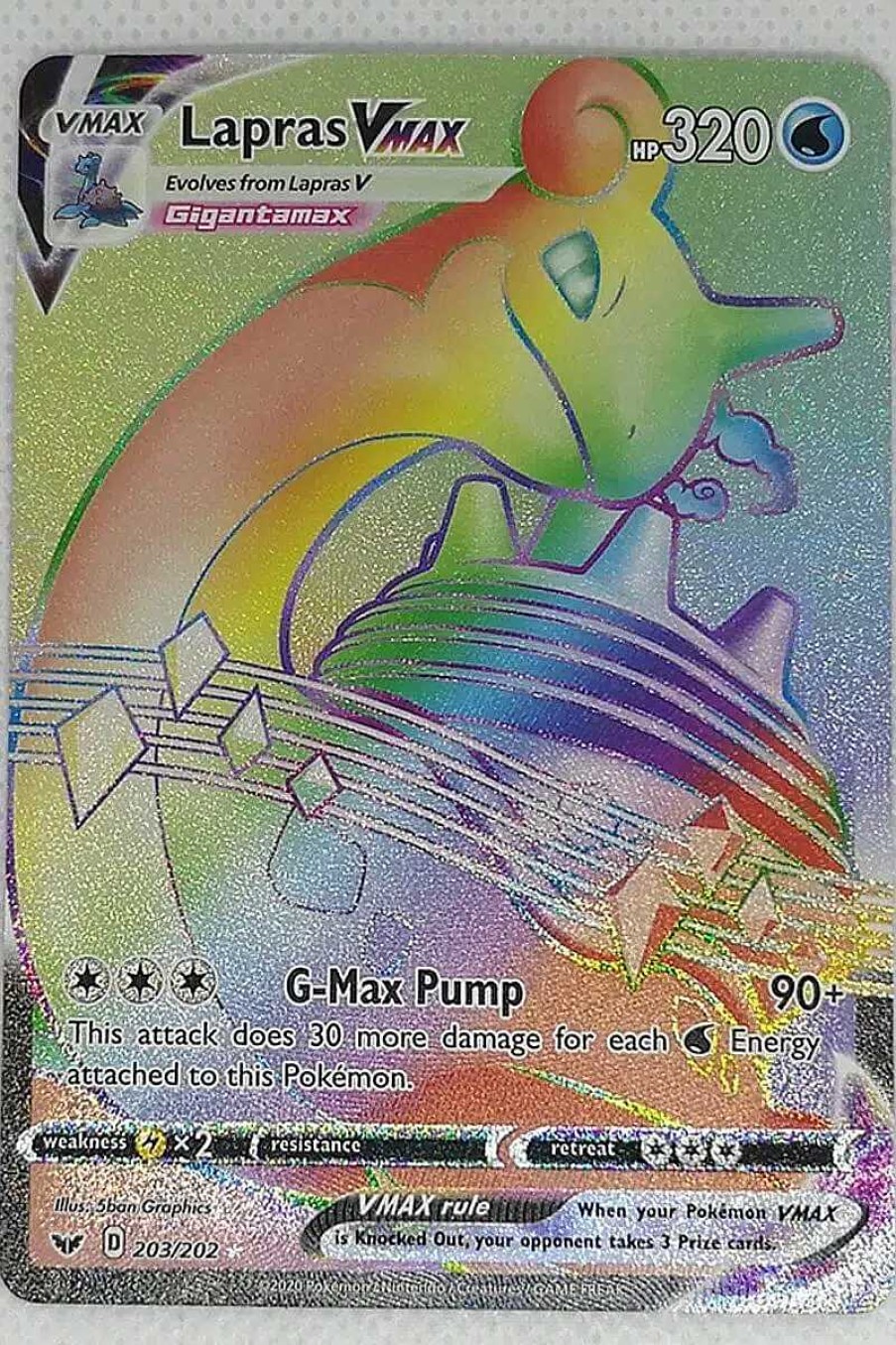 POCKET MONSTER Pokemon Kort | Lapras Vmax 203/202 Hyper Rare