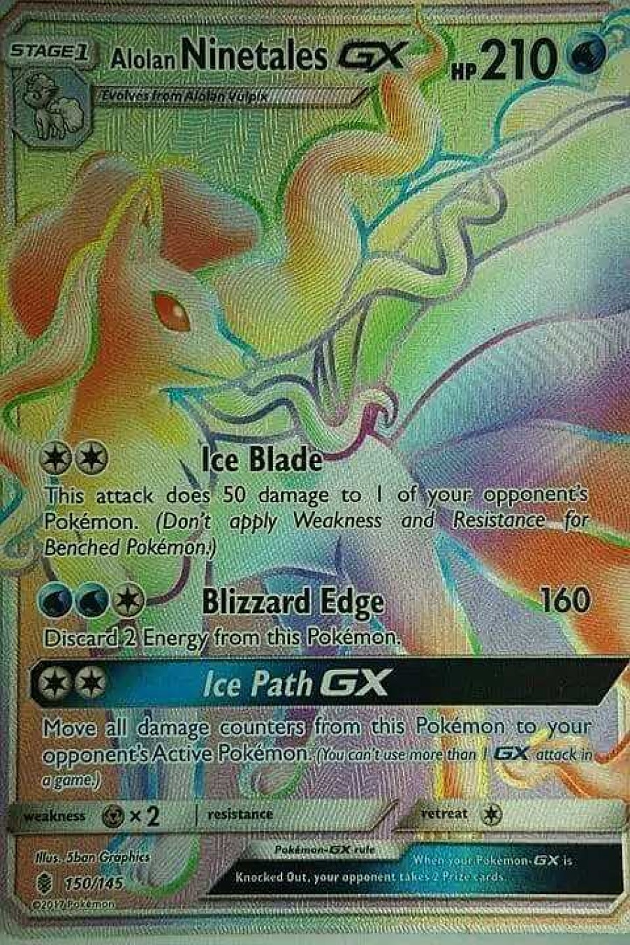 POCKET MONSTER Pokemon Kort | Alolan Ninetales Gx 150/145 Hyper Rare