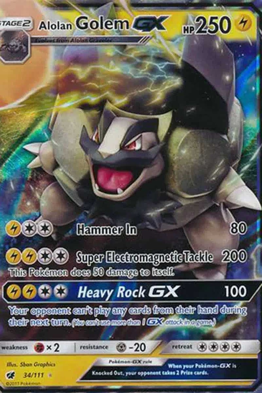 POCKET MONSTER Pokemon Kort | Alolan Golem Gx 34/111