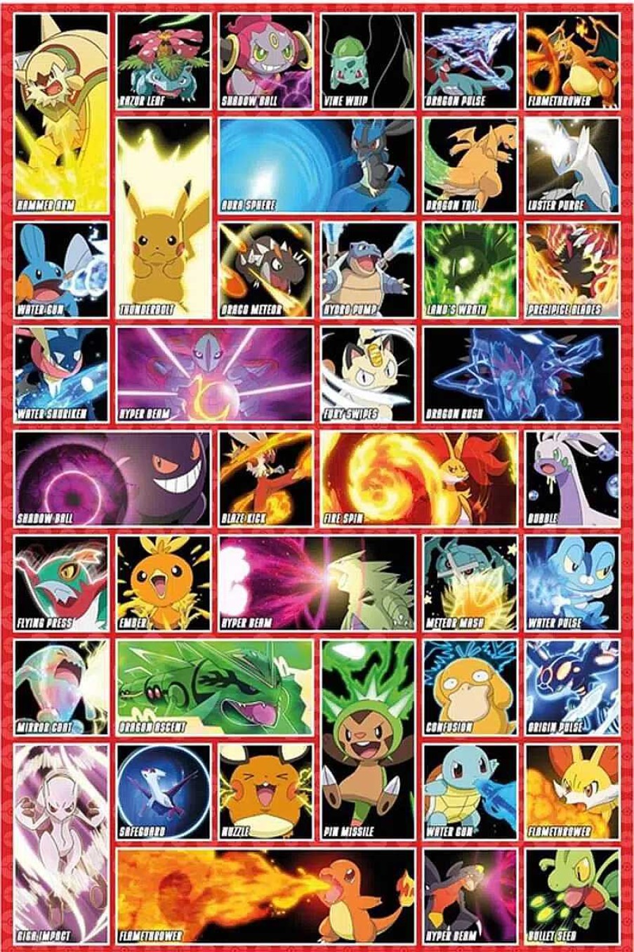 POCKET MONSTER Pokemon Til Bornevaerelset | Pokemon Moves Plakat