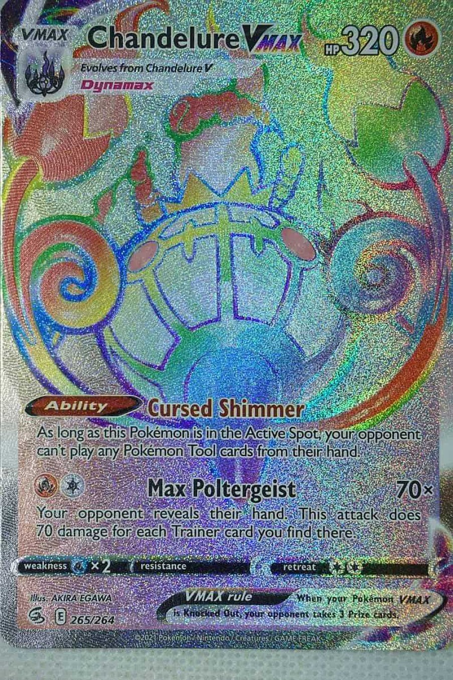 POCKET MONSTER Pokemon Kort | Chandelure Vmax 265/264 Hyper Rare