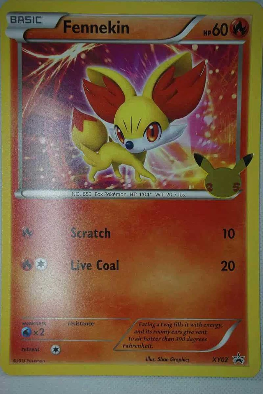 POCKET MONSTER Pokemon Kort | Fennekin Xy02 25 Ars Jubilaeum Stor