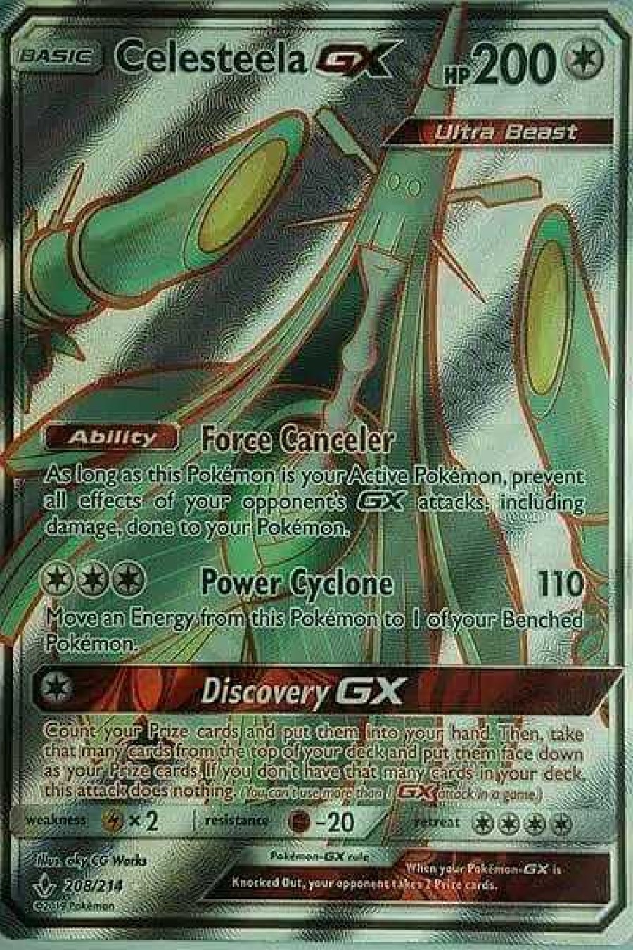 POCKET MONSTER Pokemon Kort | Celesteela Gx 208/214 Full Art