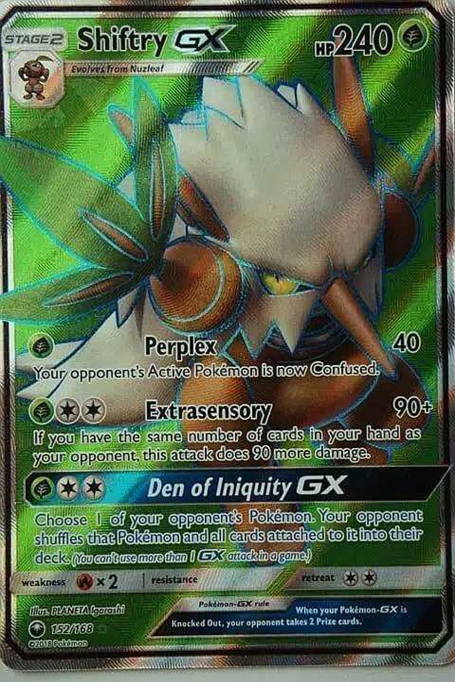 POCKET MONSTER Pokemon Kort | Shiftry Gx 152/168 Full Art