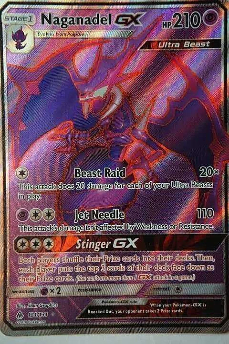 POCKET MONSTER Pokemon Kort | Naganadel Gx 121/131 Full Art