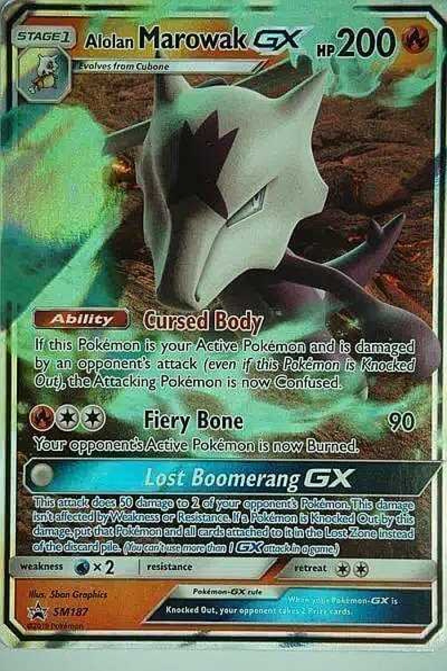 POCKET MONSTER Pokemon Kort | Alolan Marowak Gx Sm187