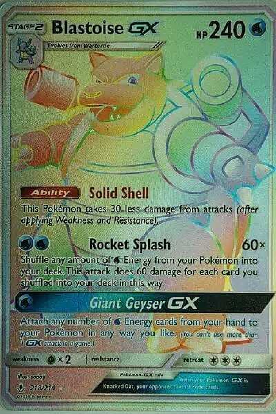 POCKET MONSTER Pokemon Kort | Blastoise Gx 218/214 Hyper Rare