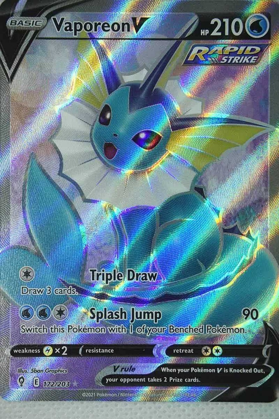 POCKET MONSTER Pokemon Kort | Vaporeon V 172/203 Full Art