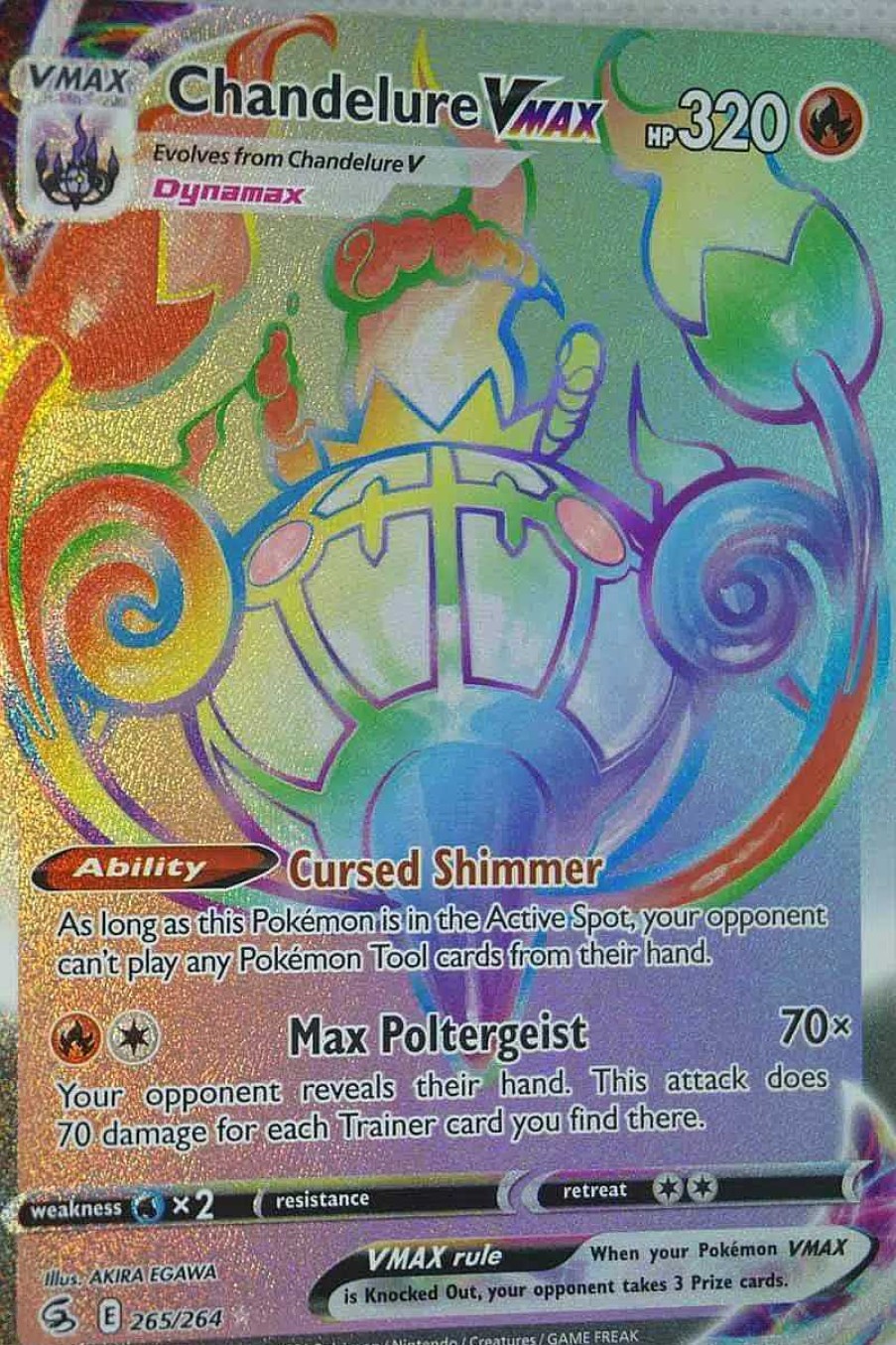 POCKET MONSTER Pokemon Kort | Chandelure Vmax 265/264 Hyper Rare