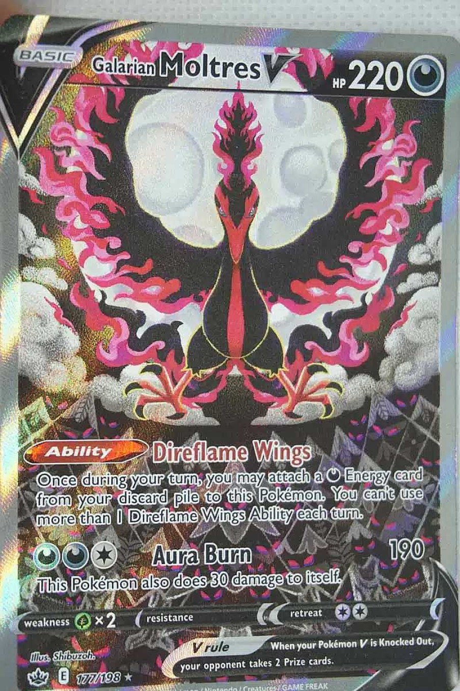 POCKET MONSTER Pokemon Kort | Galarian Moltres V 177/198 Full Art