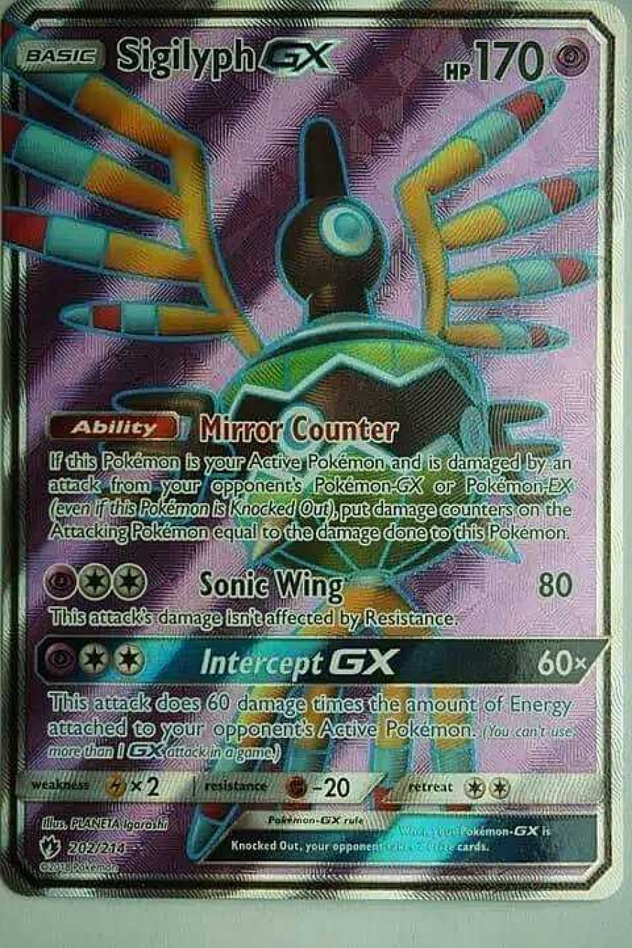 POCKET MONSTER Pokemon Kort | Sigilyph Gx 202/214 Full Art