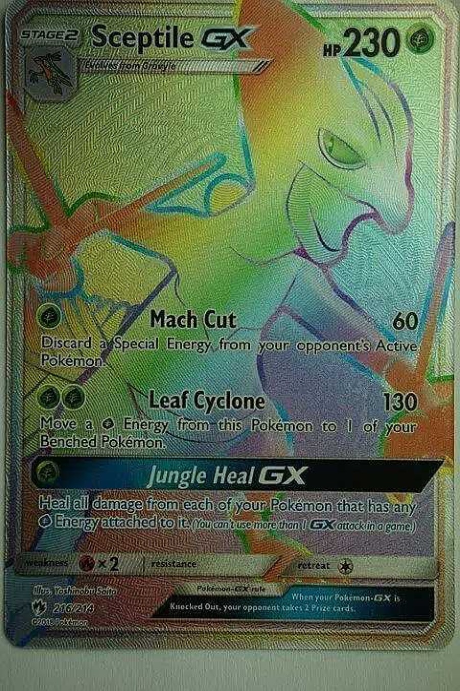 POCKET MONSTER Pokemon Kort | Sceptile Gx 216/214 Hyper Rare