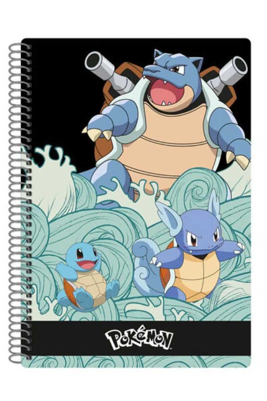 POCKET MONSTER Pokemon Skoleudstyr | Notesblok Spiralryg Med Blastoise, Wartortle Og Squirtle