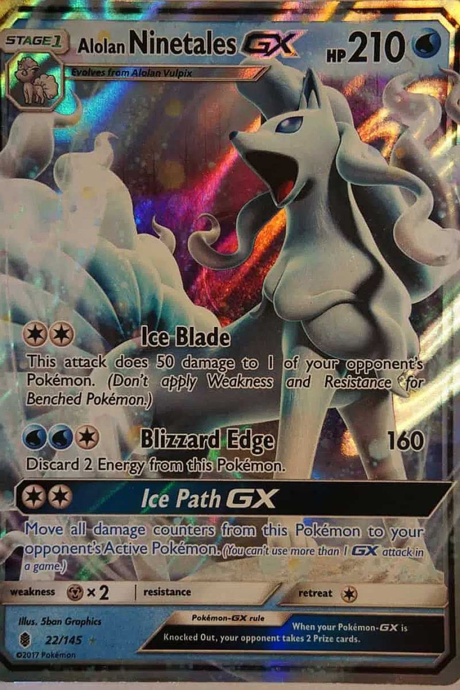 POCKET MONSTER Pokemon Kort | Alolan Ninetales Gx 22/145