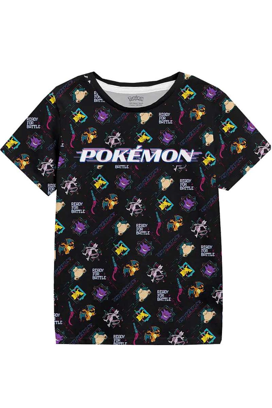 POCKET MONSTER Pokemon Til Bornevaerelset | Sort Multifigur T Shirt Til Born