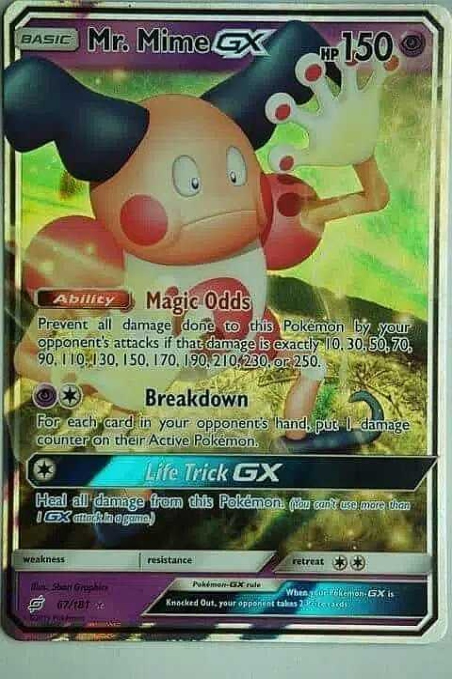 POCKET MONSTER Pokemon Kort | Mr. Mime Gx 67/181