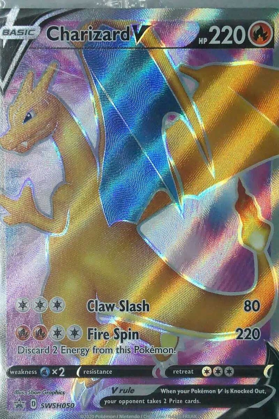 POCKET MONSTER Pokemon Kort | Charizard V Swsh050 Full Art Forseglet