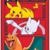 POCKET MONSTER Pokemon Til Bornevaerelset | Pokemon Fleece Taeppe Med Charizard, Mewtwo Og Pikachu