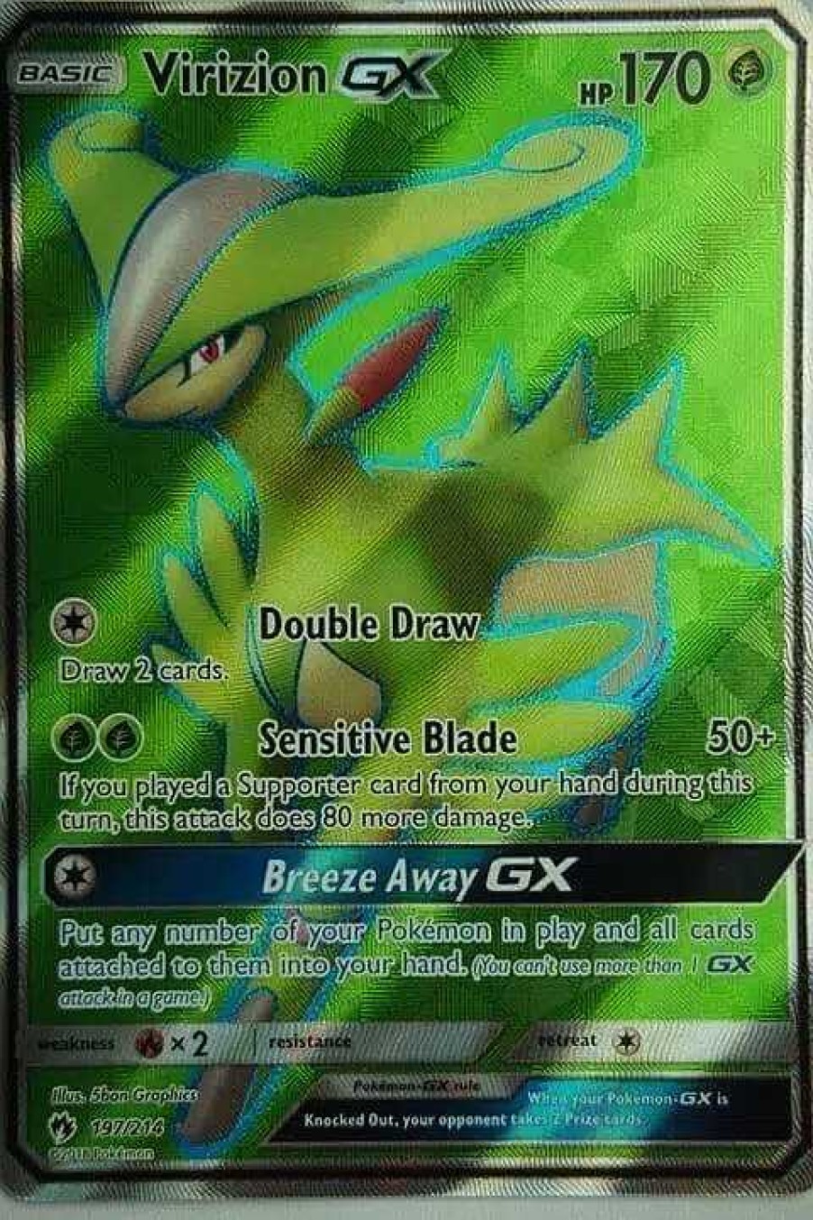 POCKET MONSTER Pokemon Kort | Virizion Gx 197/214 Full Art