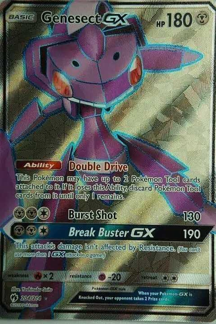 POCKET MONSTER Pokemon Kort | Genesect Gx 204/214 Full Art