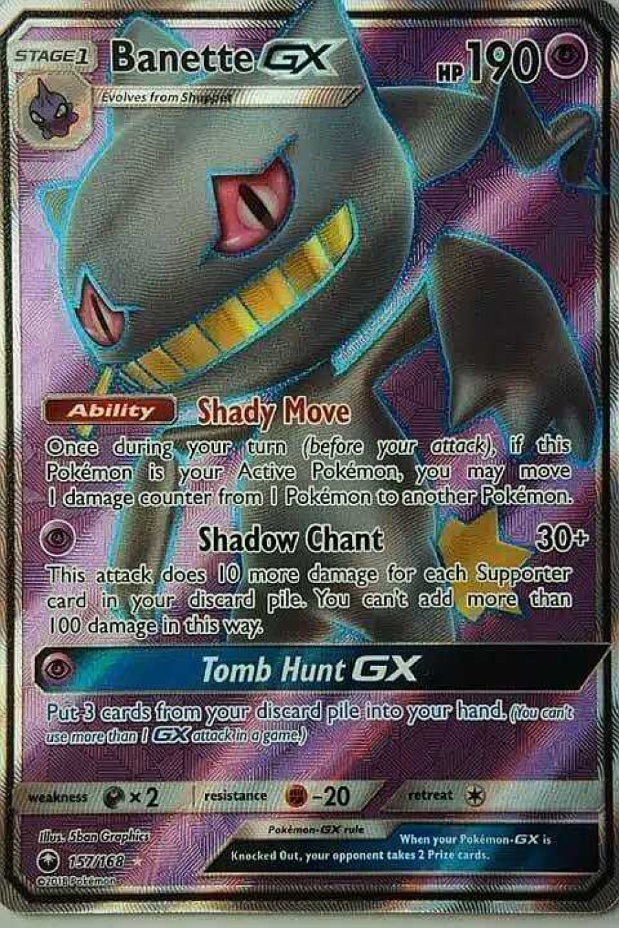 POCKET MONSTER Pokemon Kort | Banette Gx 157/168 Full Art