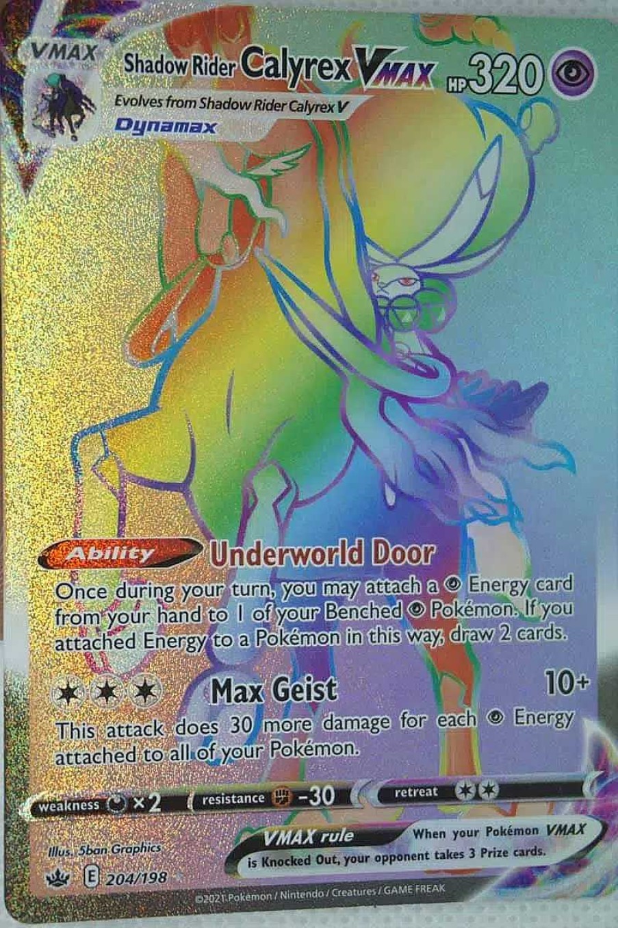 POCKET MONSTER Pokemon Kort | Shadow Rider Calyrex Vmax 204/198 Hyper Rare