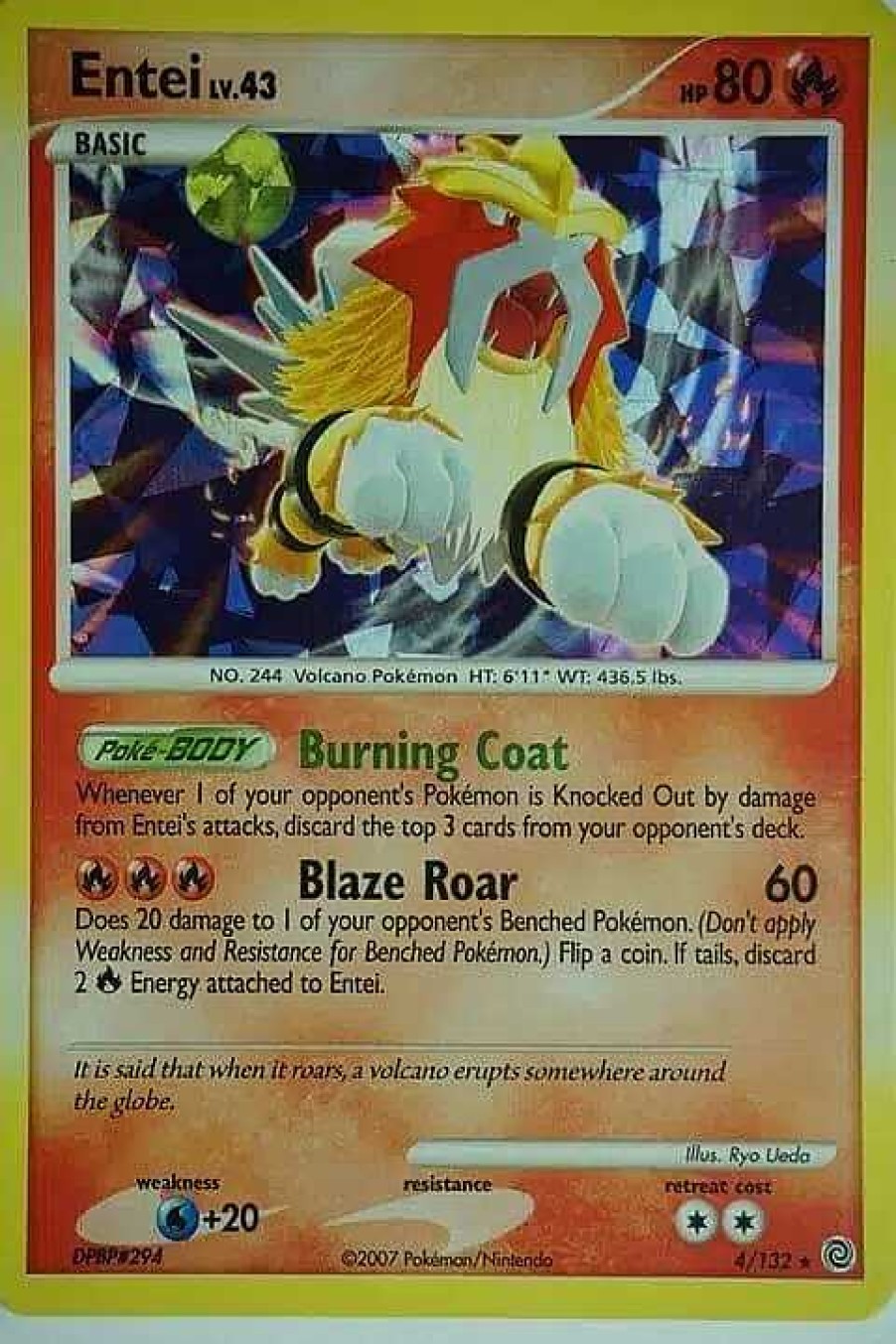 POCKET MONSTER Pokemon Kort | Entei 4/132 Shattered Holo Rare