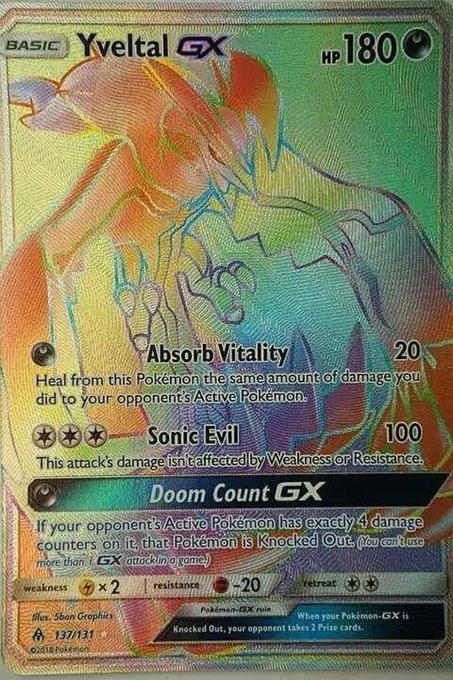 POCKET MONSTER Pokemon Kort | Yveltal Gx 137/131 Hyper Rare