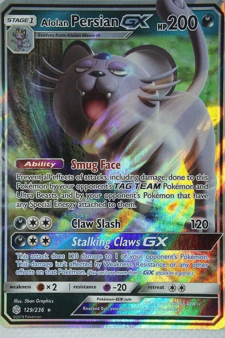 POCKET MONSTER Pokemon Kort | Alolan Persian Gx 129/236