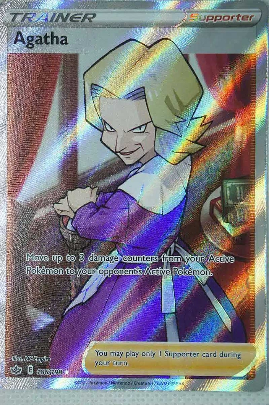 POCKET MONSTER Pokemon Kort | Agatha 186/198 Full Art