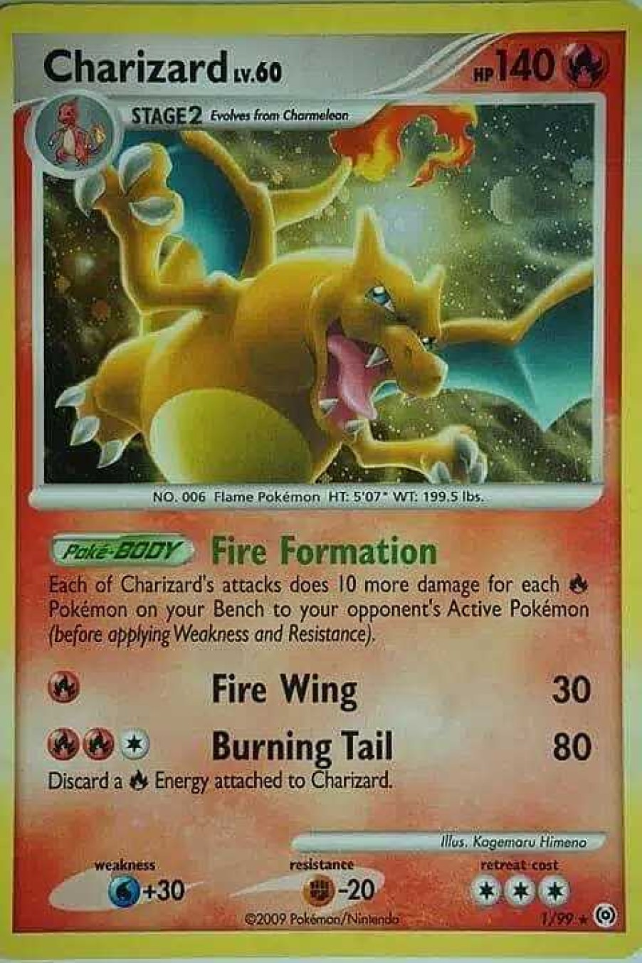 POCKET MONSTER Pokemon Kort | Charizard 1/99 Holo Rare