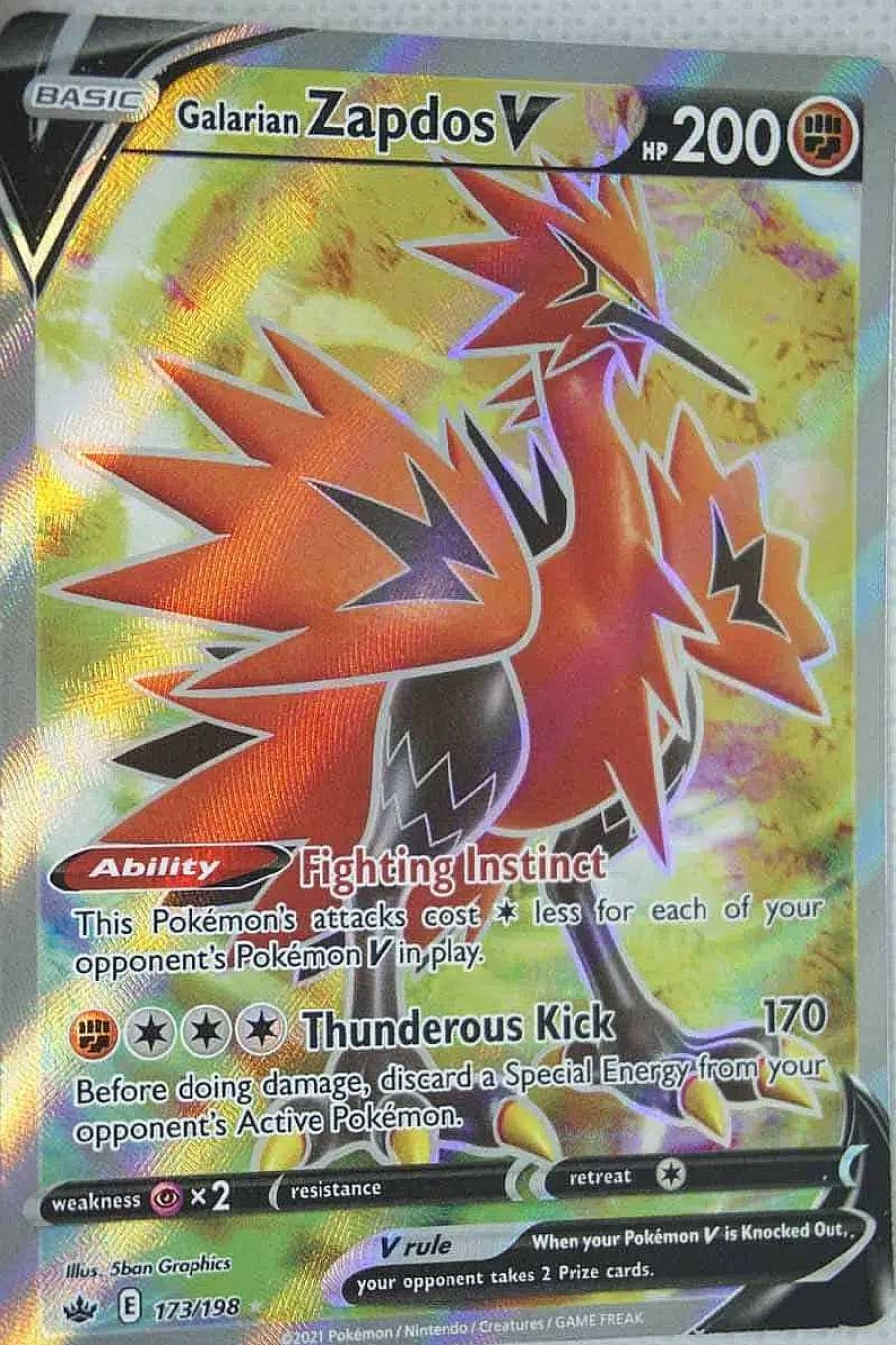 POCKET MONSTER Pokemon Kort | Galarian Zapdos V 173/198 Full Art