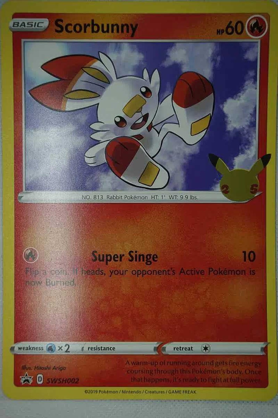 POCKET MONSTER Pokemon Kort | Scorbunny Swsh002 25 Ars Jubilaeum Stor