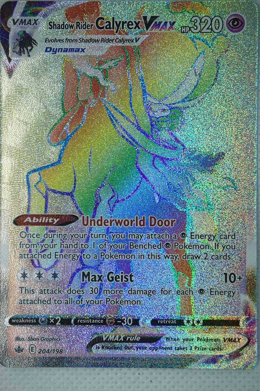 POCKET MONSTER Pokemon Kort | Shadow Rider Calyrex Vmax 204/198 Hyper Rare