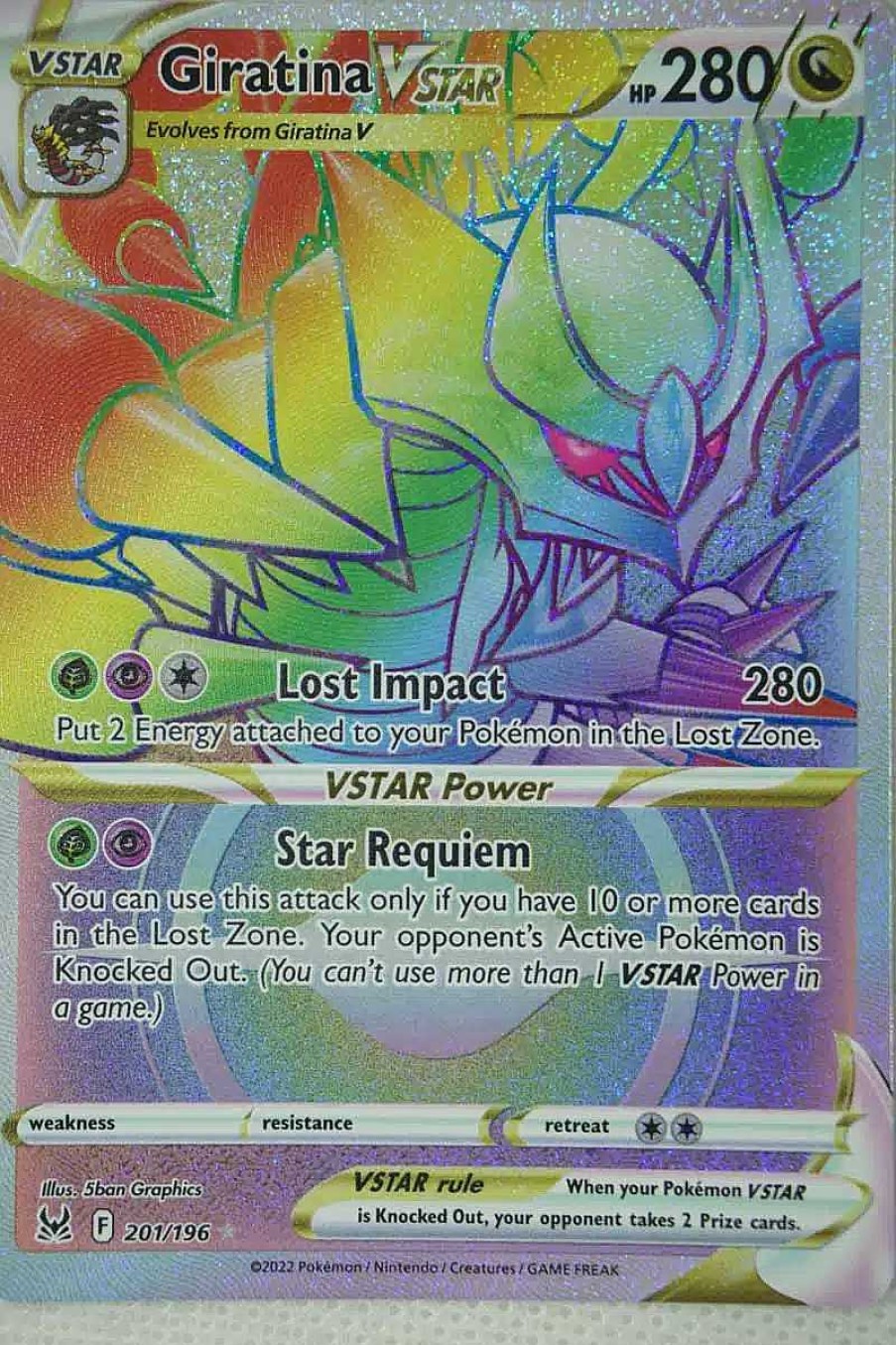 POCKET MONSTER Pokemon Kort | Giratina Vstar 201/196 Hyper Rare