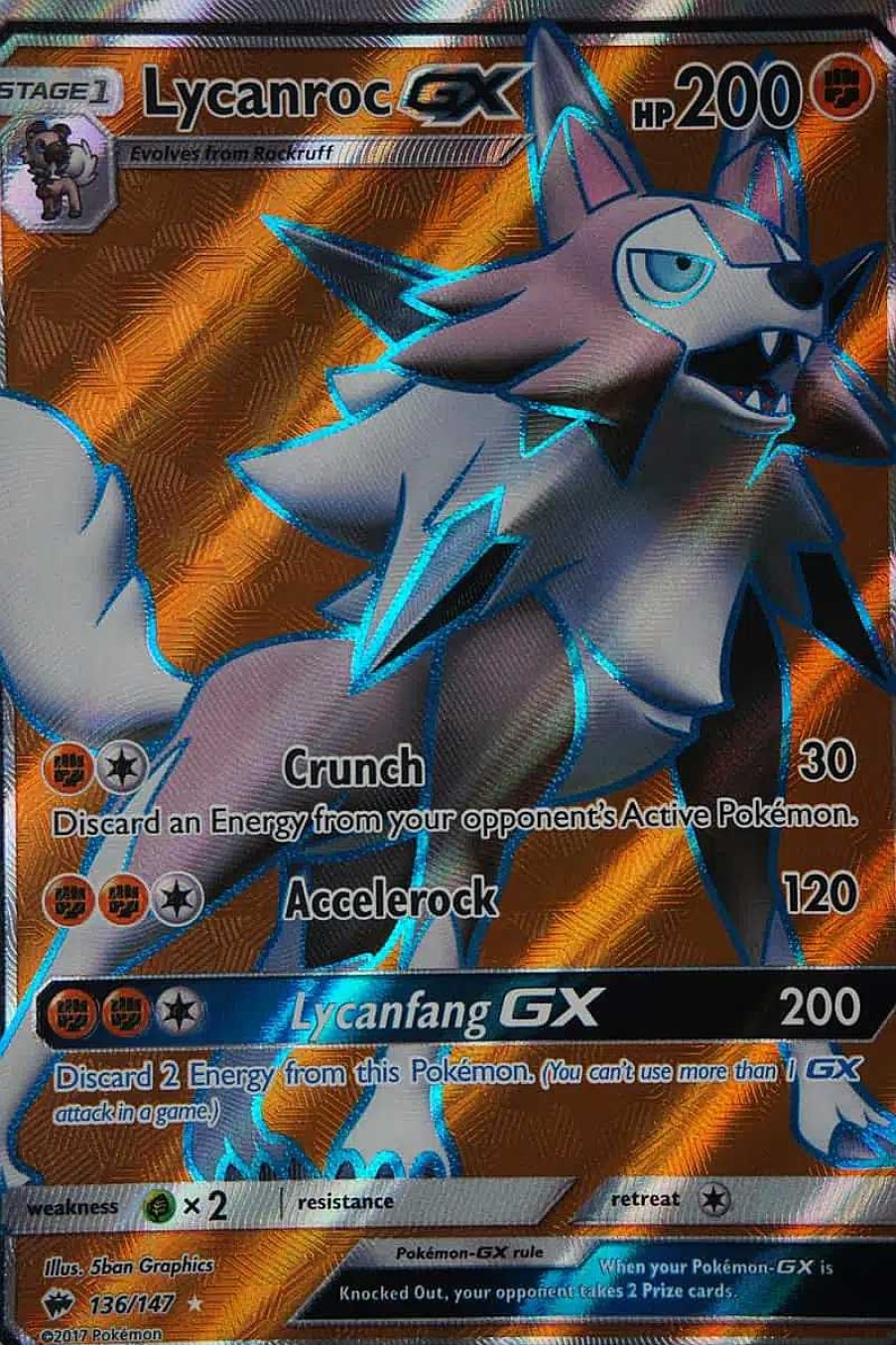 POCKET MONSTER Pokemon Kort | Lycanroc Gx 136/147 Full Art