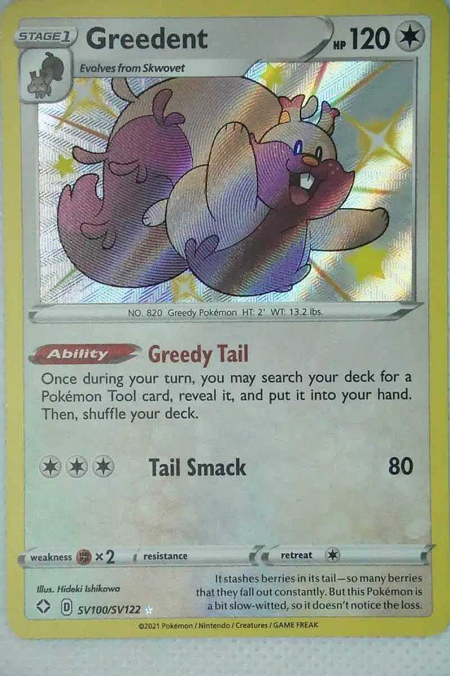 POCKET MONSTER Pokemon Kort | Greedent Sv100/Sv122 Shiny Rare