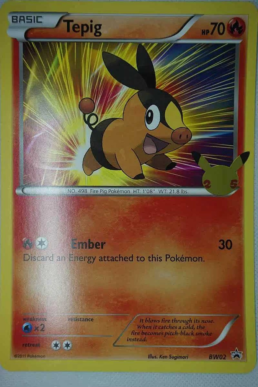 POCKET MONSTER Pokemon Kort | Tepig Bw02 25 Ars Jubilaeum Stor