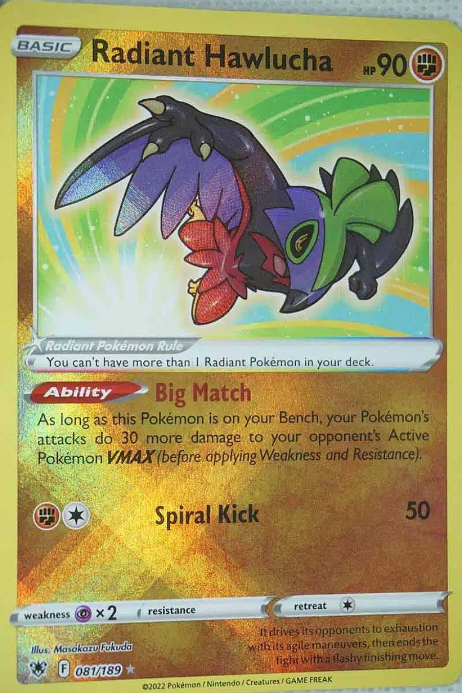 POCKET MONSTER Pokemon Kort | Radiant Hawlucha 081/189 Radiant Rare