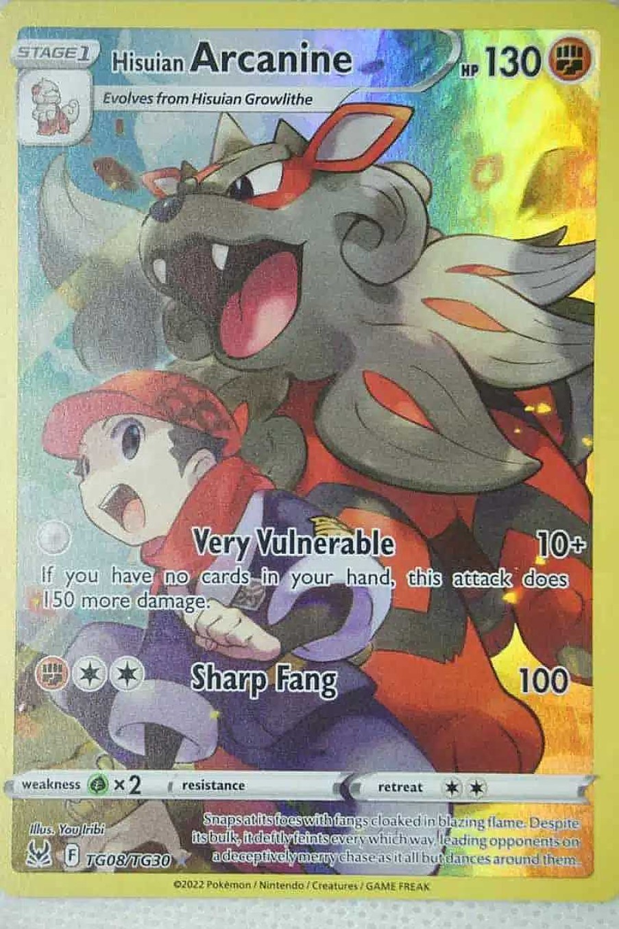 POCKET MONSTER Pokemon Kort | Hisuian Arcanine Tg08/Tg30 Holo Rare