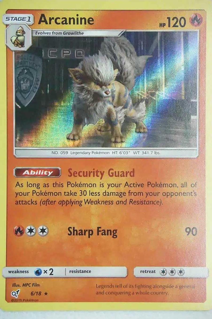 POCKET MONSTER Pokemon Kort | Arcanine 6/18 Holo Rare