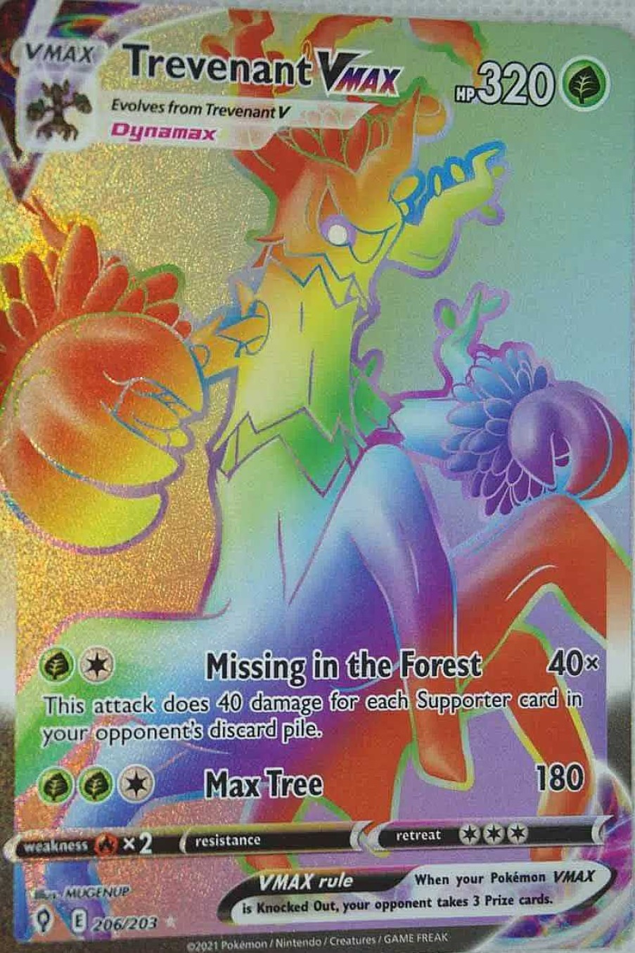 POCKET MONSTER Pokemon Kort | Trevenant Vmax 206/203 Hyper Rare