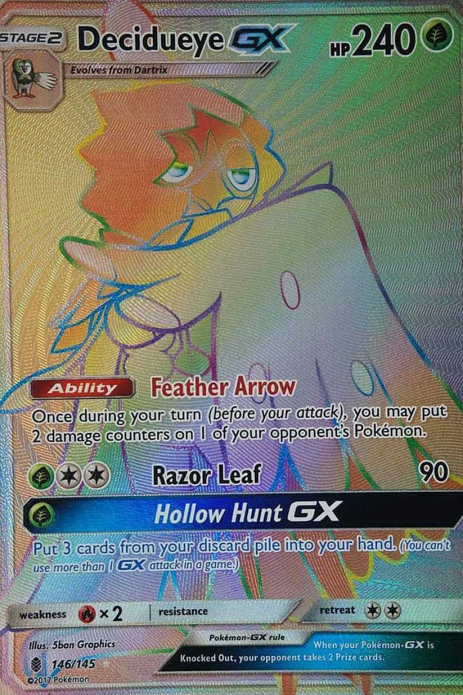 POCKET MONSTER Pokemon Kort | Decidueye Gx 146/145 Hyper Rare