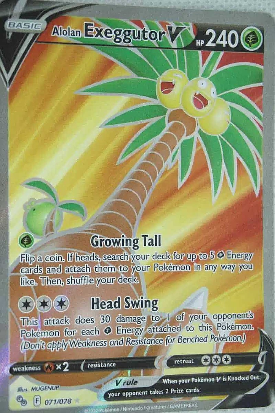 POCKET MONSTER Pokemon Kort | Alolan Exeggutor V 071/078 Full Art