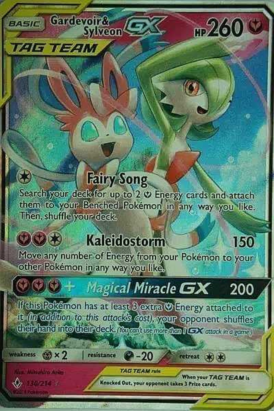 POCKET MONSTER Pokemon Kort | Gardevoir & Sylveon Gx 130/214