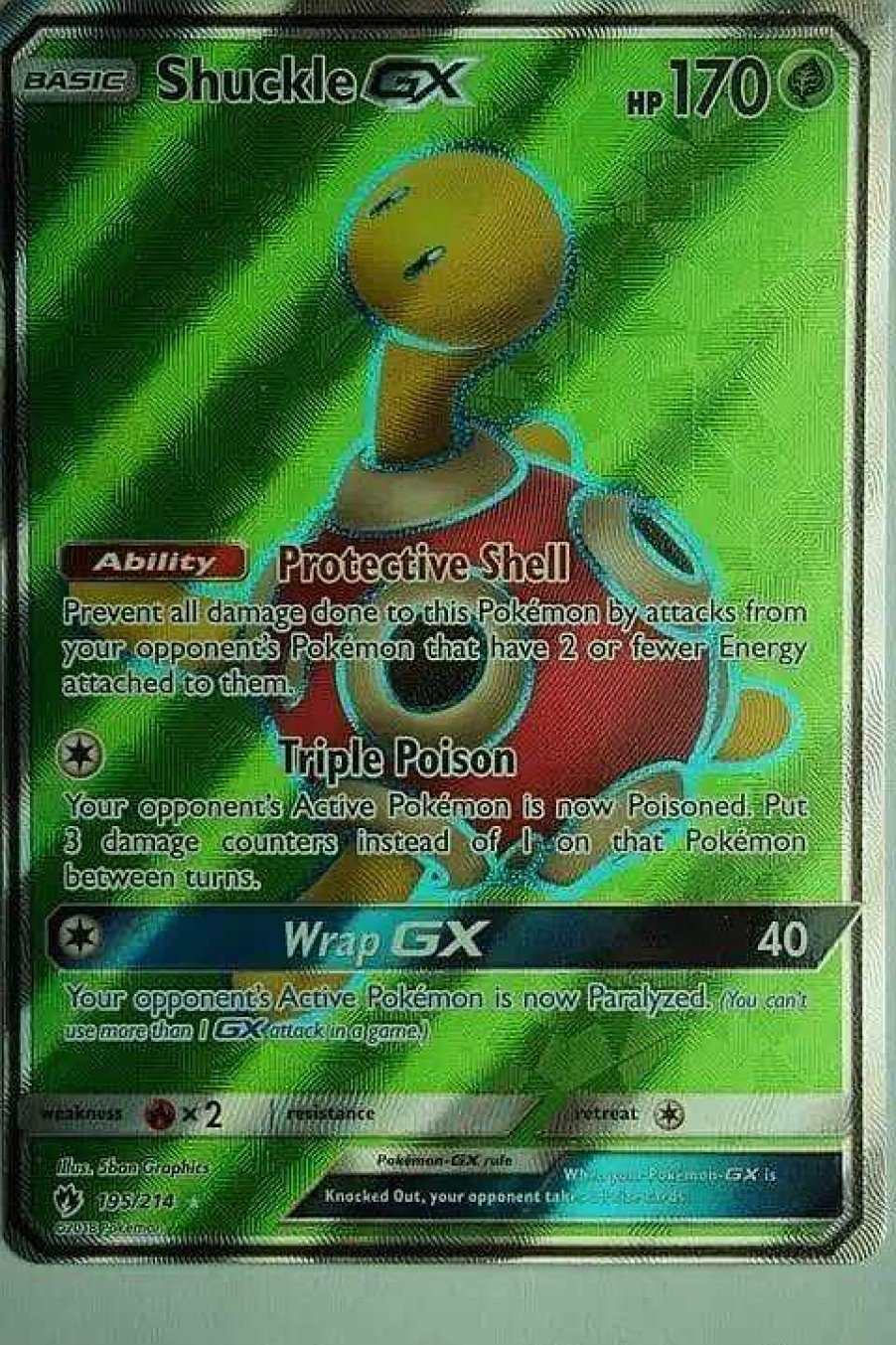 POCKET MONSTER Pokemon Kort | Shuckle Gx 195/214 Full Art