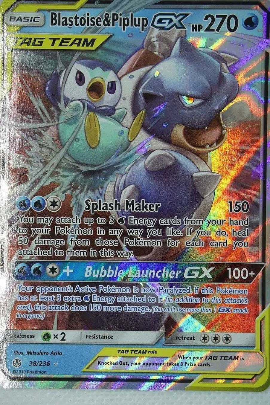 POCKET MONSTER Pokemon Kort | Blastoise & Piplup Gx 38/236