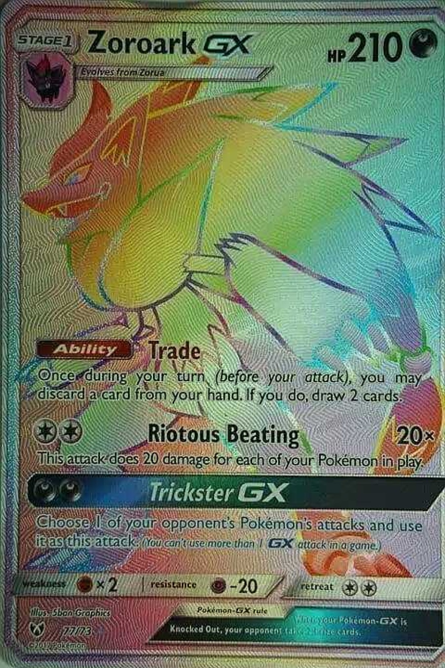 POCKET MONSTER Pokemon Kort | Zoroark Gx 77/73 Hyper Rare