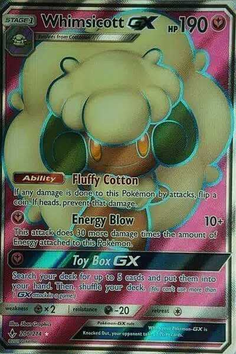 POCKET MONSTER Pokemon Kort | Whimsicott Gx 206/214 Full Art